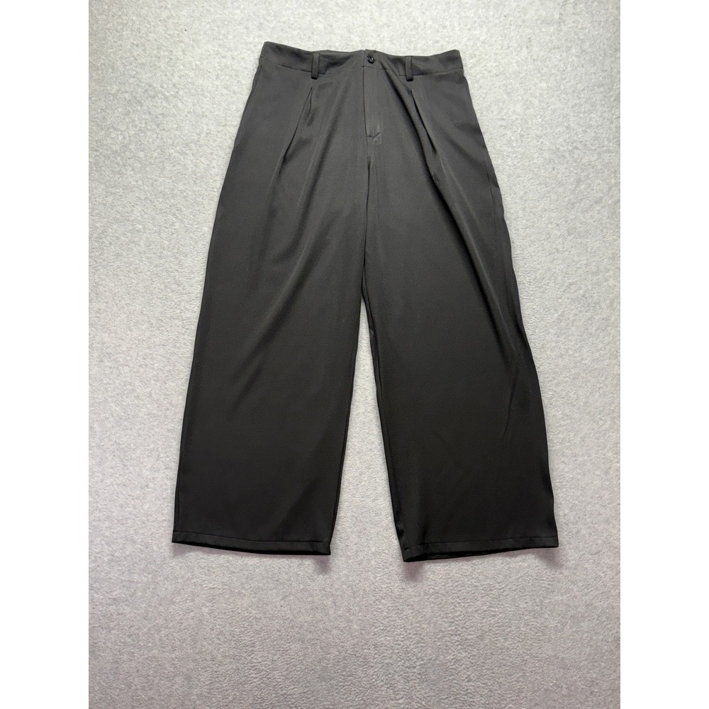 SHEIN Black Wide Leg Pleated Trousers High Rise Dress Pants XL C16TVTYK0E
